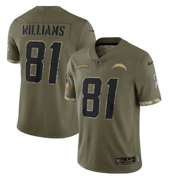 Men's Los Angeles Chargers #81 Mike Williams 2022 Olive Salute To Service Limited Stitched Jersey,We sell and wholesale Men's Los Angeles Chargers #81 Mike Williams 2022 Olive Salute To Service Limited Stitched Jersey on line form chian!